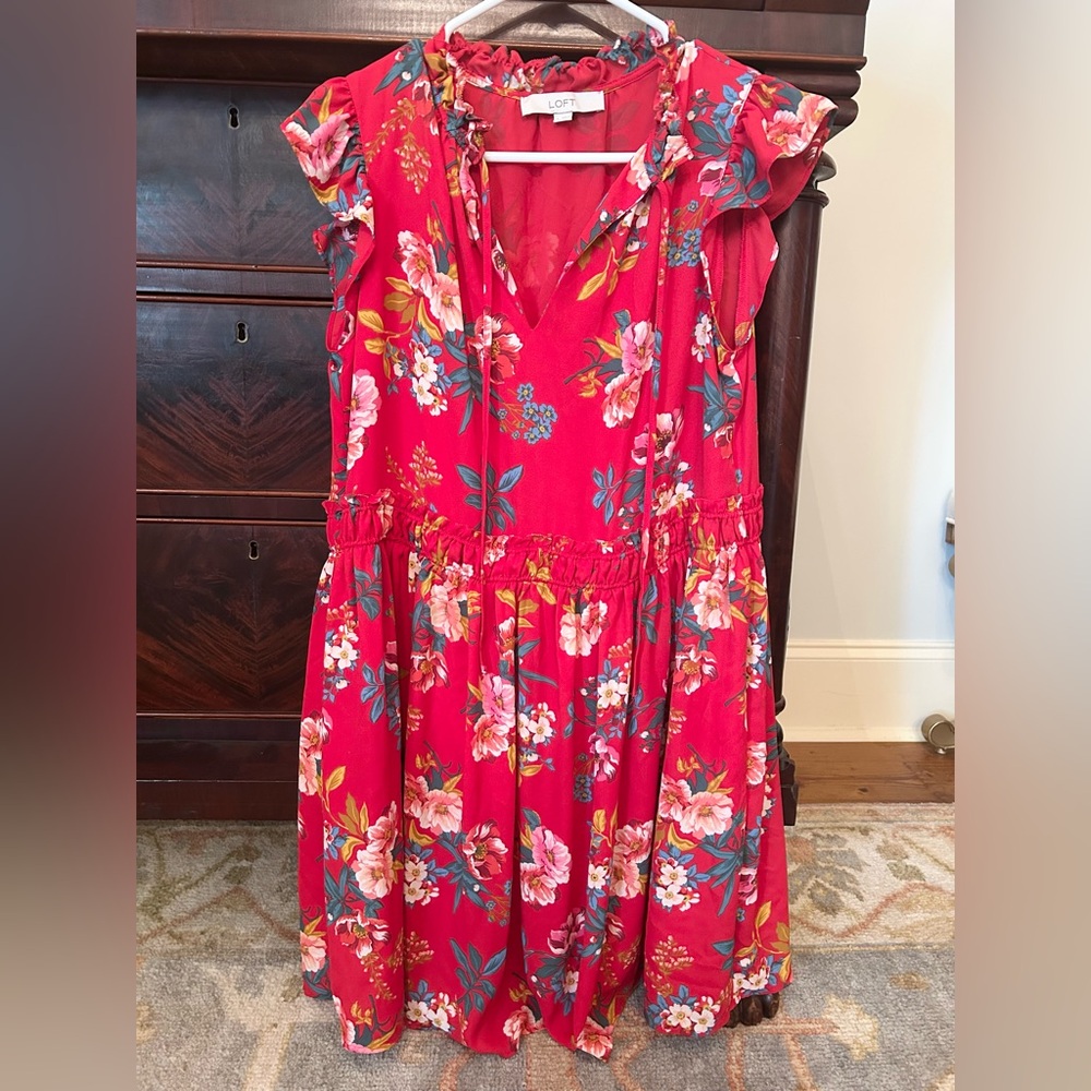 Floral Red Dress
